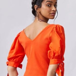 Maeve for Anthropologie Puff-Sleeved Blouse Top, Size Large, NWOT